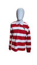 Load image into Gallery viewer, EA Red and White Striped Long Sleve Polo