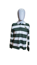 Load image into Gallery viewer, EA Lord Protect Me Green and White Striped Long Sleve Polo