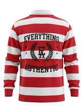 Load image into Gallery viewer, EA Red and White Striped Long Sleeve Polo